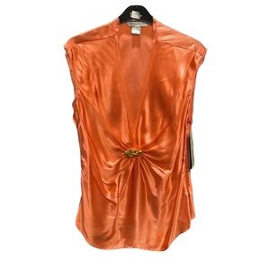 Bianca Nygard 100% Silk Blouse Orange/Coral SZ 14, NWT
